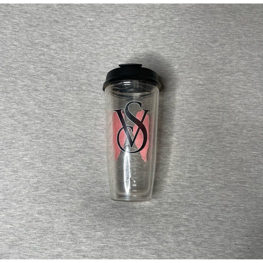 Victoria's Secret VS Clear Pink Wings 24 Oz. Insulated Tumbler Travel Mug